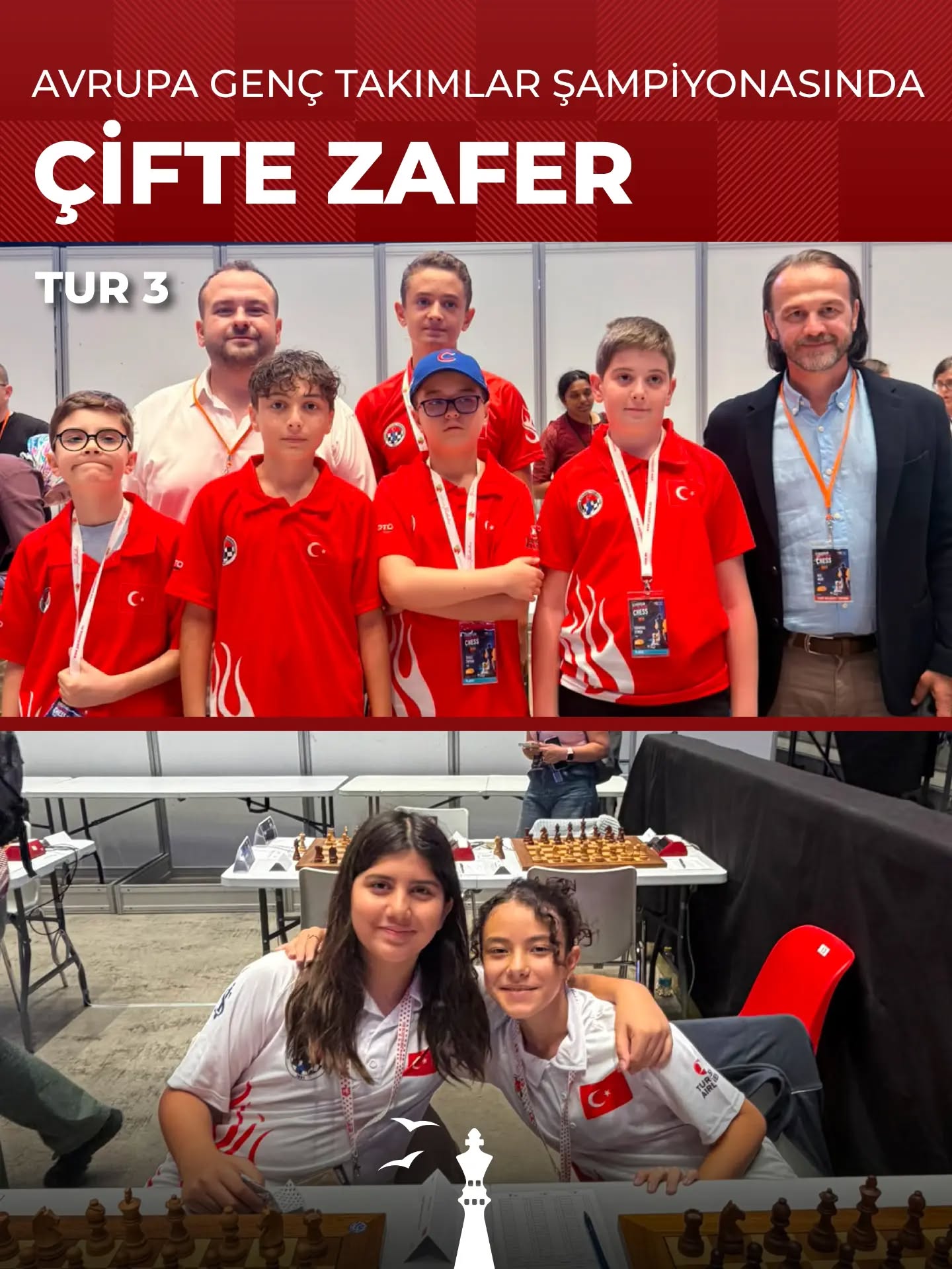 Avrupa Genç Takımlar Şampiyonası 3. Tur: U12 ve U12 Kızlar Takımlarımızdan Çifte Galibiyet