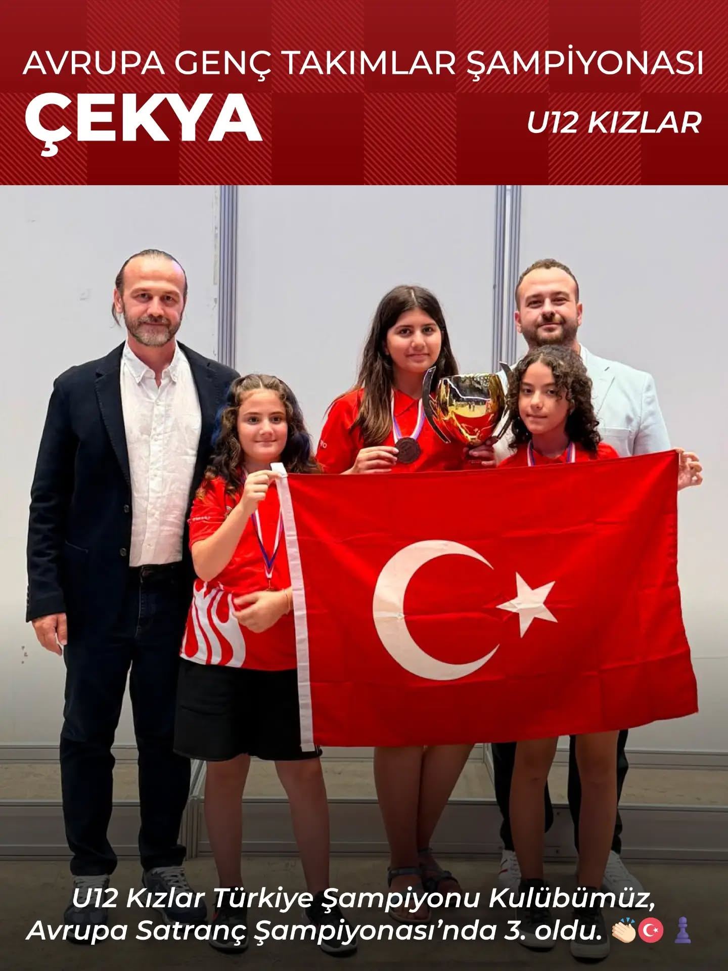 Avrupa Genç Takımlar Satranç Şampiyonası'nda U12 Kızlar Kategorisinde Avrupa 3.sü Olduk