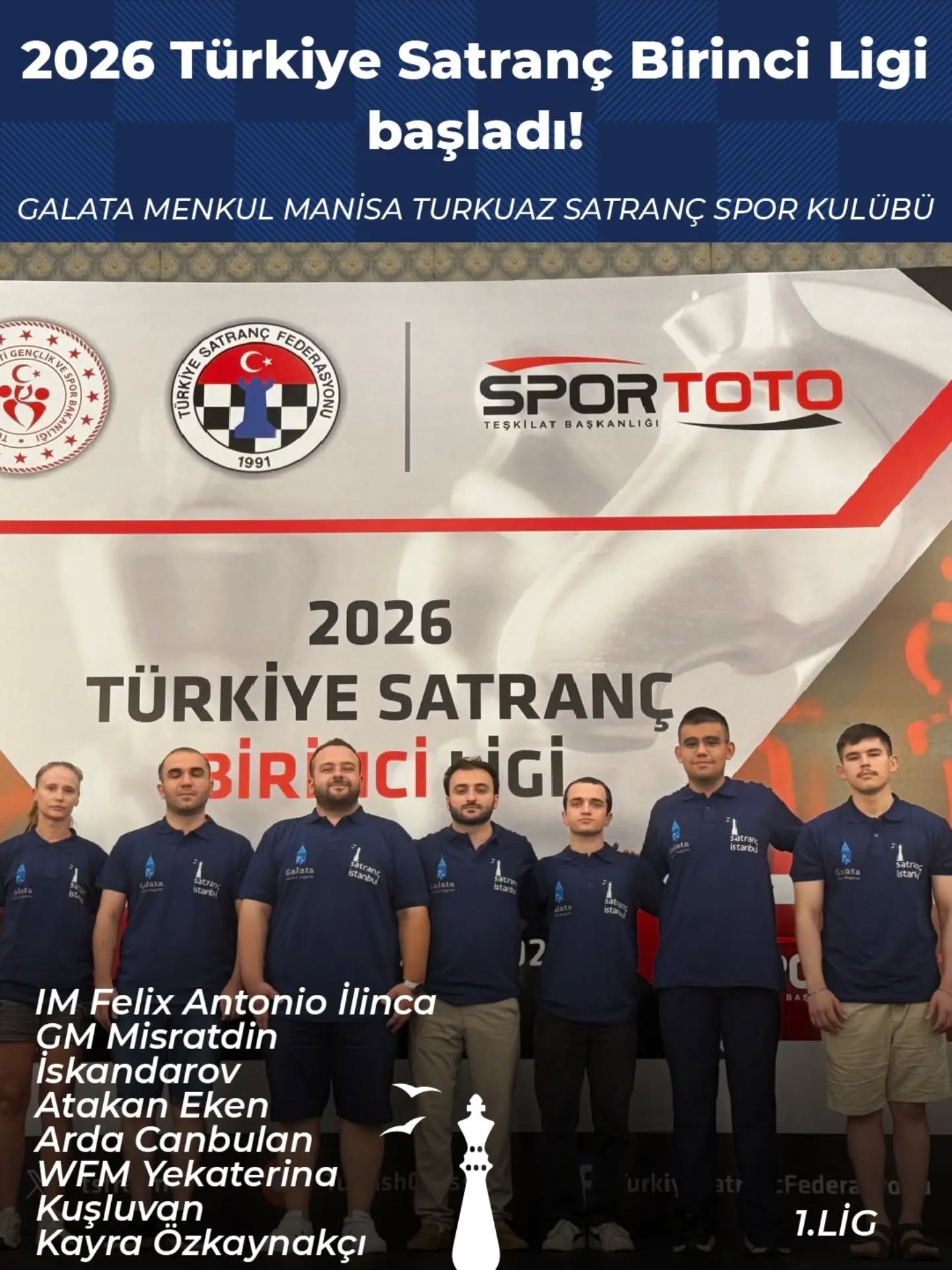 Satranç İstanbul, 2026 Türkiye Satranç Birinci Ligi'nde Galata Menkul Manisa Turkuaz Adıyla Ankara'da Sahaya Çıkıyor