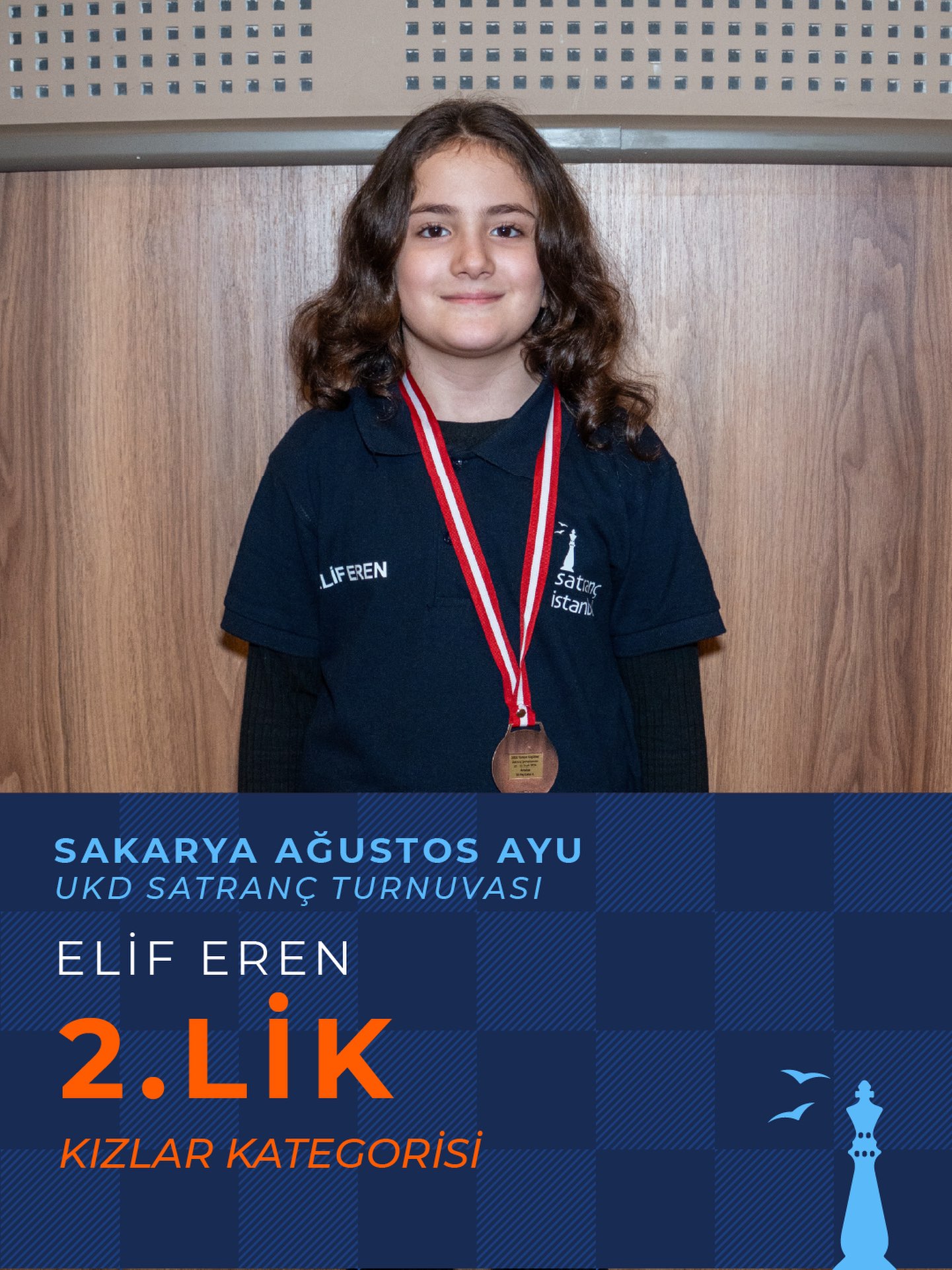 Elif Eren, Sakarya Ağustos Ayı UKD Satranç Turnuvası'nda Kızlar Kategorisi'nde İkinci Oldu