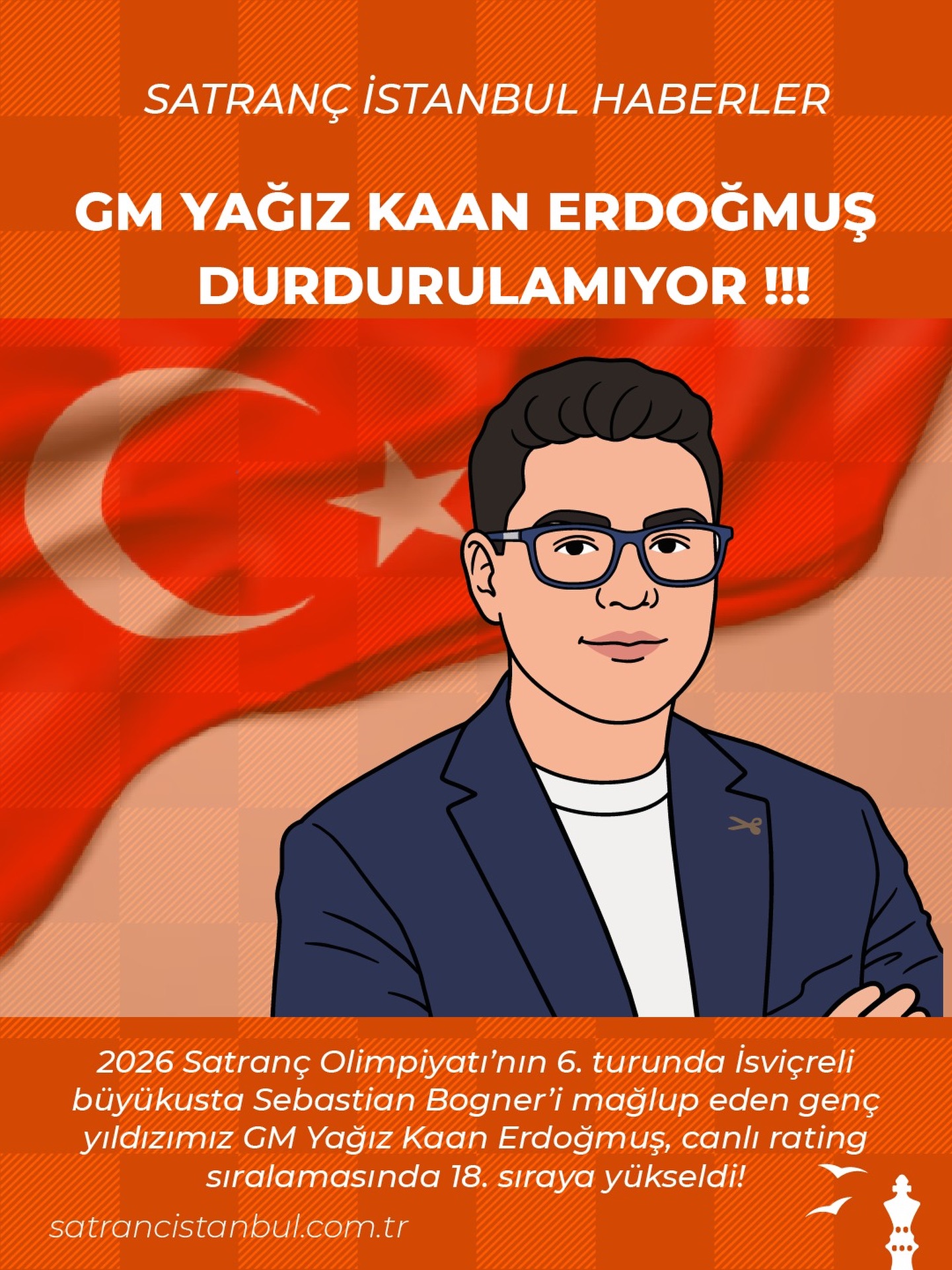 GM Yağız Kaan Erdoğmuş, 2026 Satranç Olimpiyatı'nda Büyükusta Bogner'i Yenerek Canlı Reytingde 18. Sıraya Yükseldi