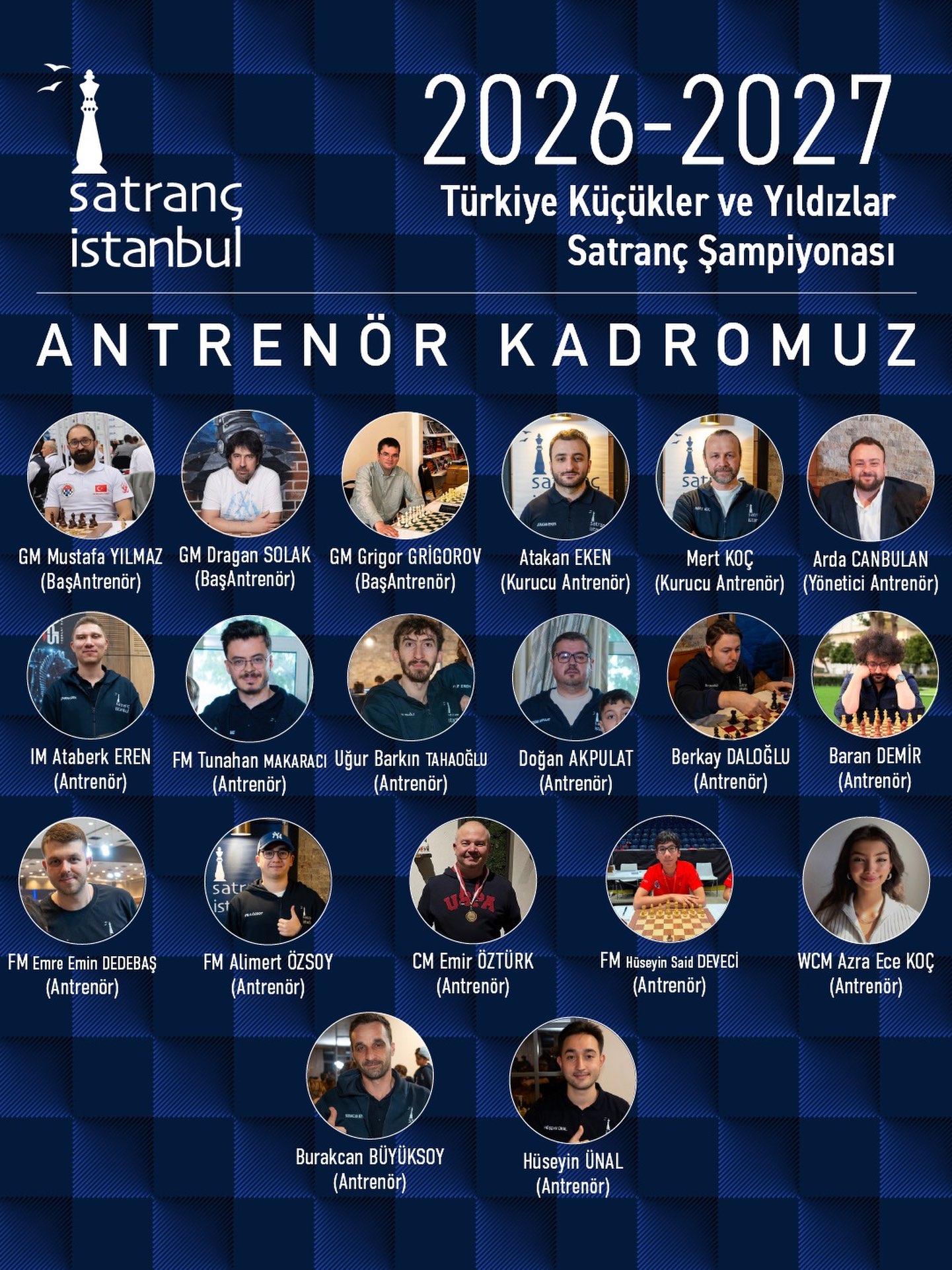 Satranç İstanbul, 2026-2027 Küçükler ve Yıldızlar Milli Takım Antrenör Kadrosunu Açıkladı