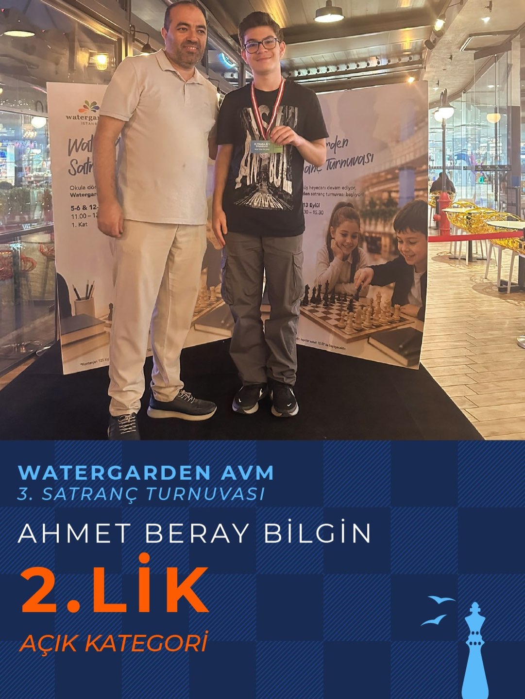 Watergarden AVM 3. Satranç Turnuvası'nda Çifte Podyum: Merih Asaf Başa 3., Ahmet Beray Bilgin 2.