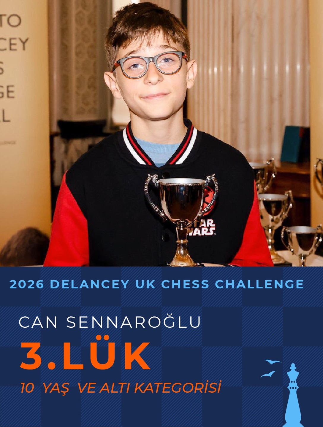 Can Sennaroğlu, 2026 Delancey UK Chess Challenge Terafinal'de Under 10 Kategorisinde 3.'lük Kazandı